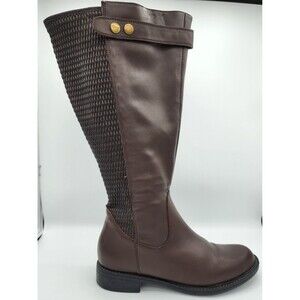 David Tate Women's Brown Boots sz 8M WIDE Calf - Avery 18 - Preowned